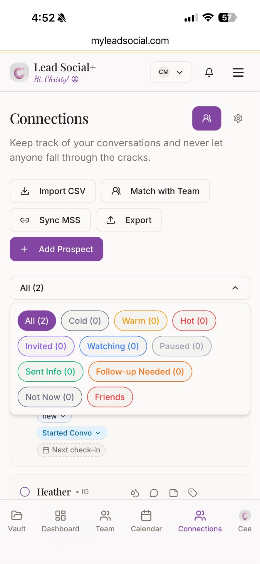 Connections Dashboard