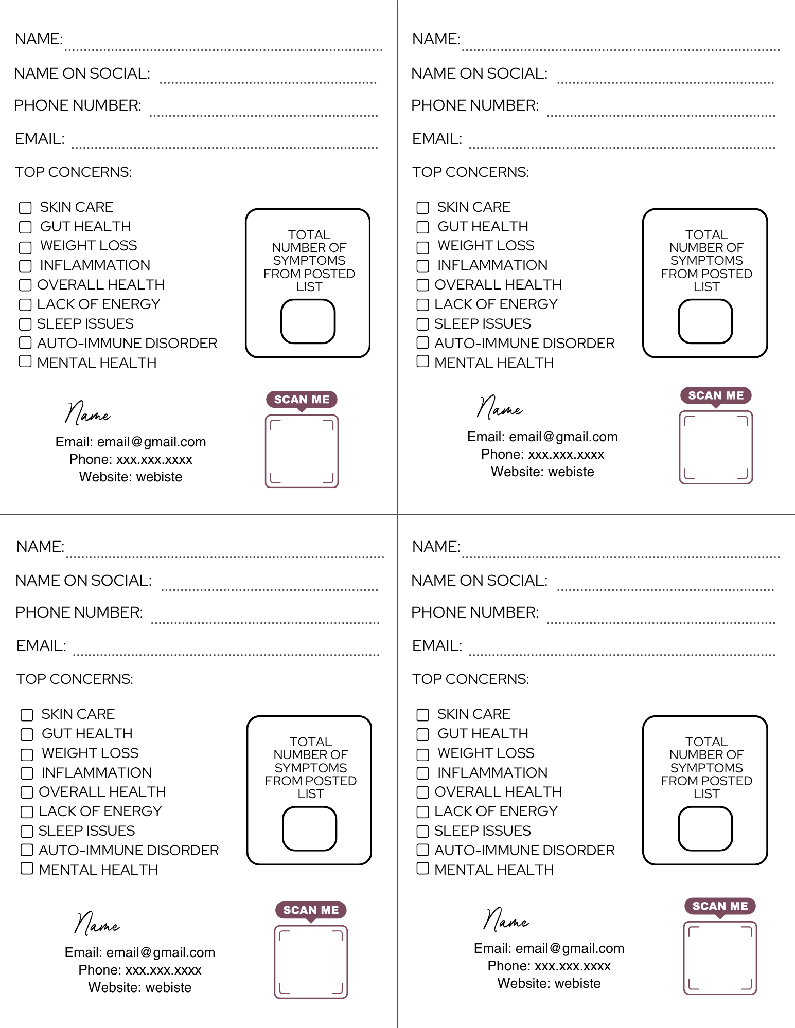 Vendor Lead Collecting Form - name, contact, top concerns, QR code